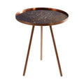 Orsina Corra Matte Copper Side Table with Round Antique Glass Top