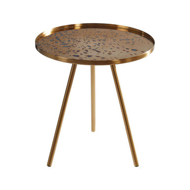 Orsina Corra Gold Side Table – Round Glass Top with Splayed Legs