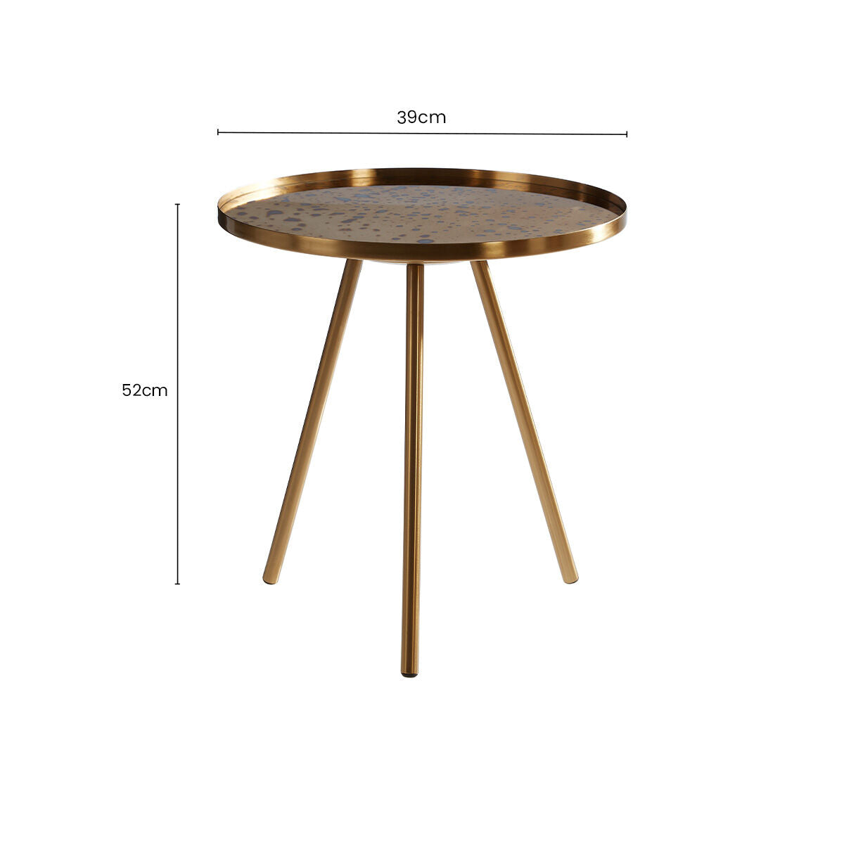 Orsina Corra Gold Side Table – Round Glass Top with Splayed Legs