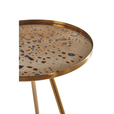 Orsina Corra Gold Side Table – Round Glass Top with Splayed Legs