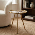 Orsina Corra Gold Side Table – Round Glass Top with Splayed Legs