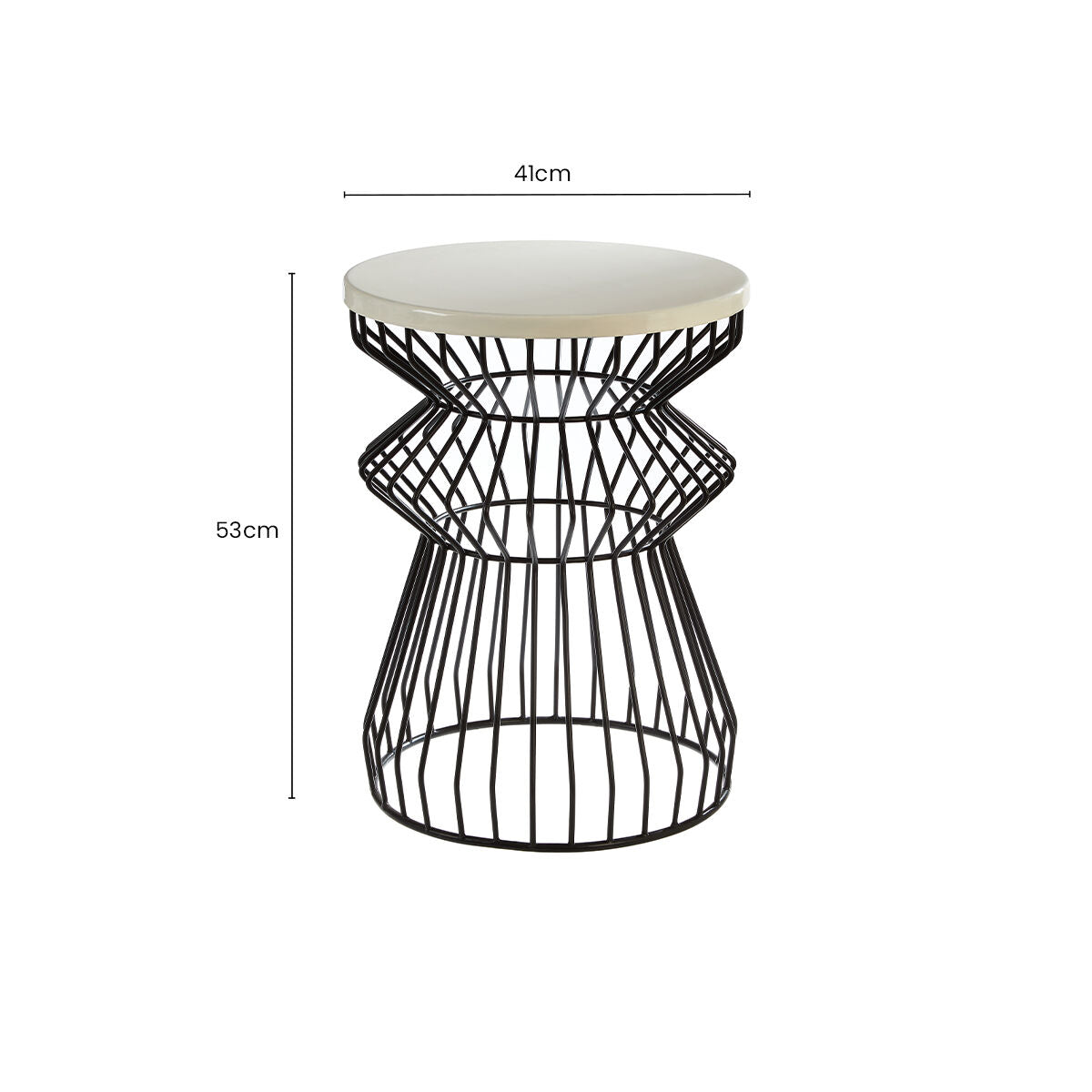Orsina Corina Round Side Table – White Top with Black Iron Curved Base