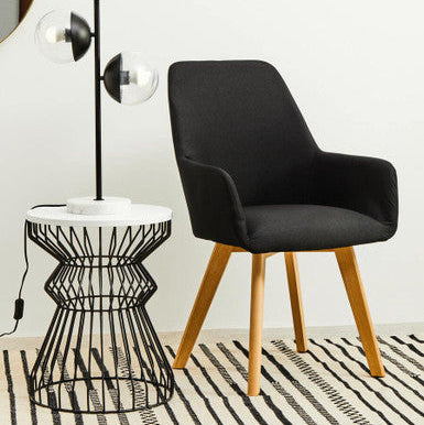 Orsina Corina Round Side Table – White Top with Black Iron Curved Base