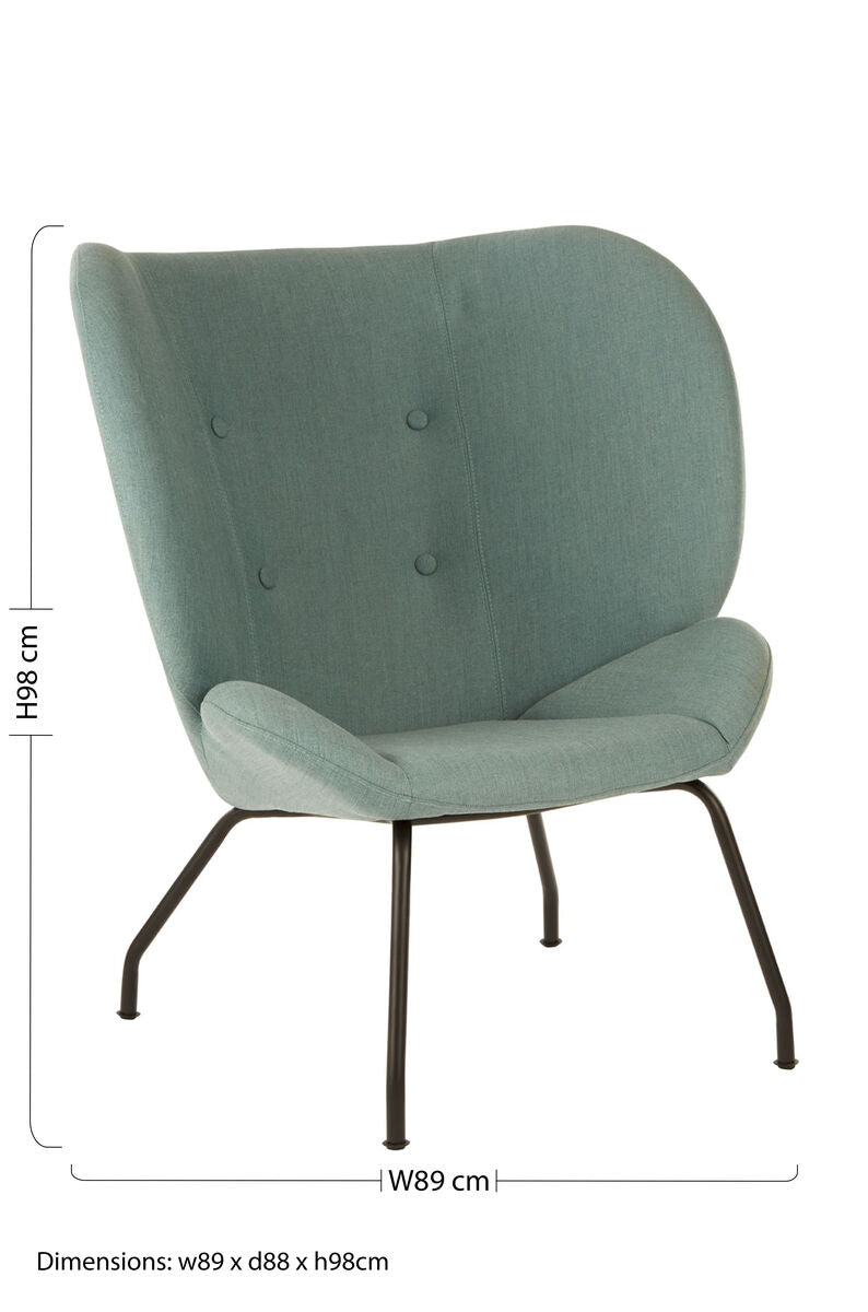 Orsina Kolding Green Fabric Accent Chair – Tufted Winged Armchair