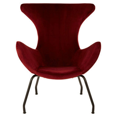Orsina Kolding Red Fabric Wingback Chair | Mid-Century Modern Accent