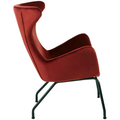 Orsina Kolding Red Fabric Wingback Chair | Mid-Century Modern Accent