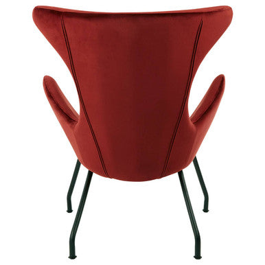 Orsina Kolding Red Fabric Wingback Chair | Mid-Century Modern Accent