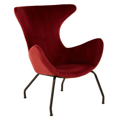 Orsina Kolding Red Fabric Wingback Chair | Mid-Century Modern Accent