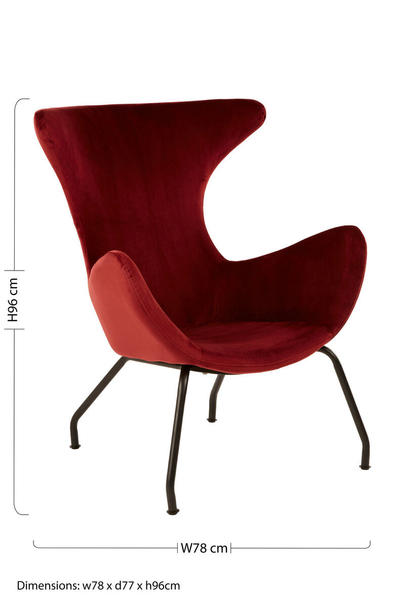 Orsina Kolding Red Fabric Wingback Chair | Mid-Century Modern Accent