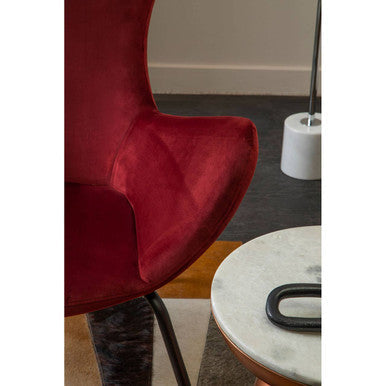 Orsina Kolding Red Fabric Wingback Chair | Mid-Century Modern Accent