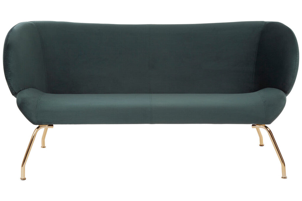 Orsina Kolding 2-Seater Green Sofa – Modern Velvet Loveseat with Gold Legs