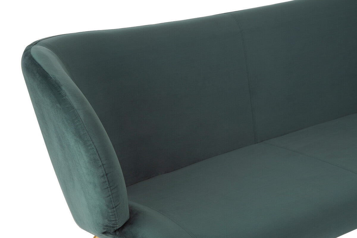 Orsina Kolding 2-Seater Green Sofa – Modern Velvet Loveseat with Gold Legs