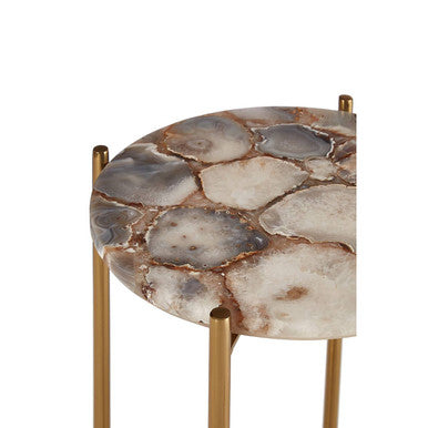 Orsina Vita Natural Agate Side Table – Gold Steel Cross Base