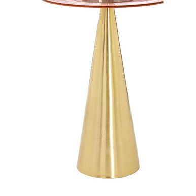 Orsina Martini Side Table – Pink Tinted Glass with Gold Conical Base