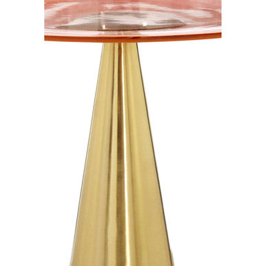 Orsina Martini Side Table – Pink Tinted Glass with Gold Conical Base