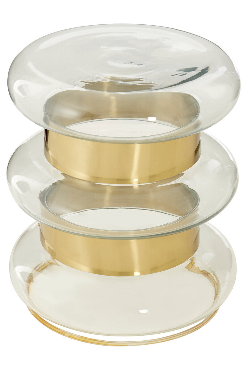 Orsina Margot Round Gold Side Table with Clear Glass and Steel Frame