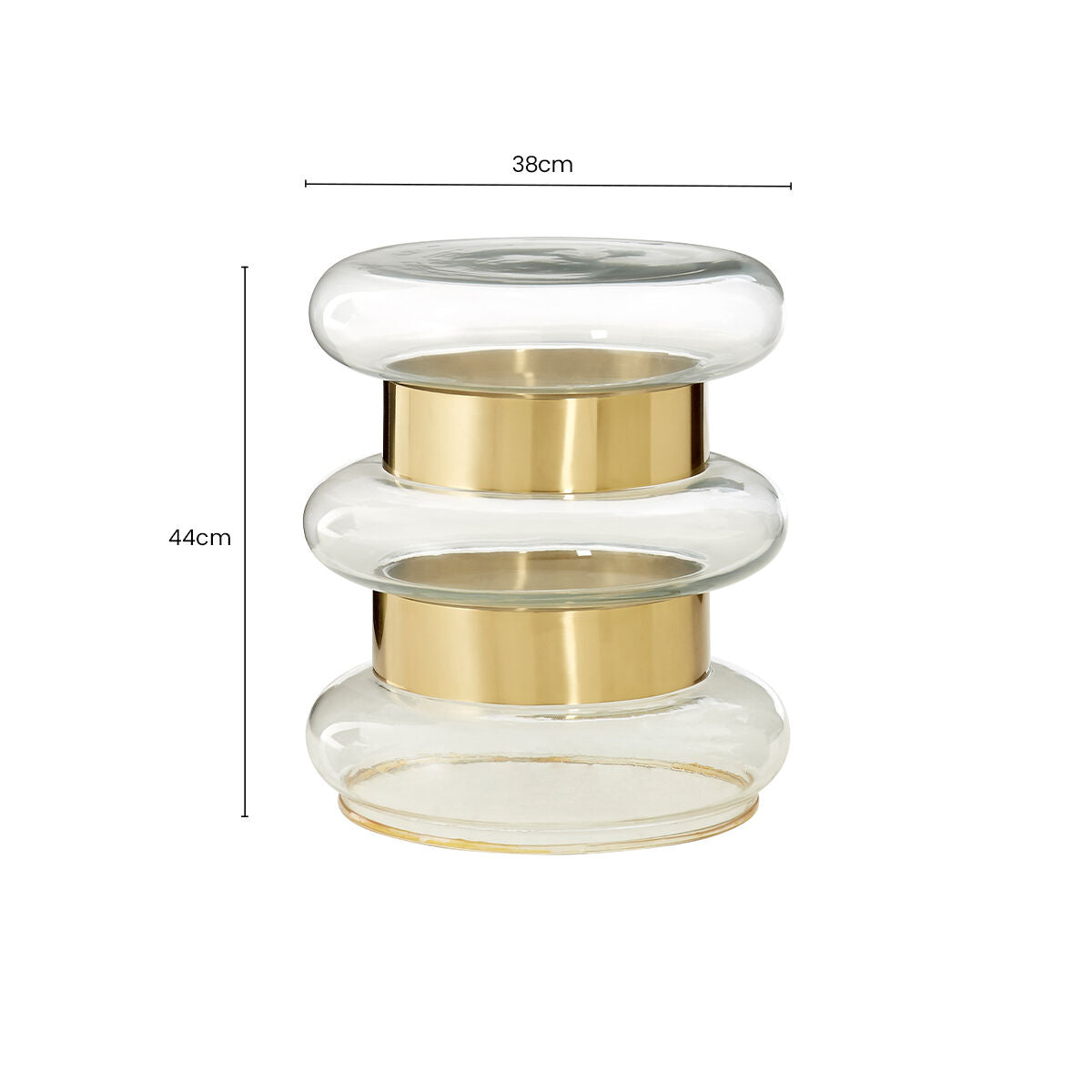 Orsina Margot Round Gold Side Table with Clear Glass and Steel Frame