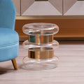 Orsina Margot Round Gold Side Table with Clear Glass and Steel Frame