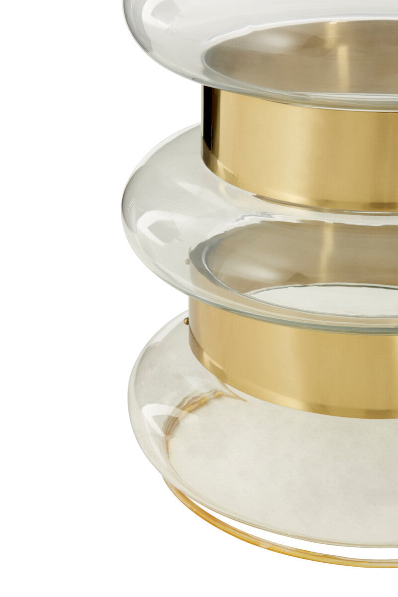 Orsina Margot Round Gold Side Table with Clear Glass and Steel Frame