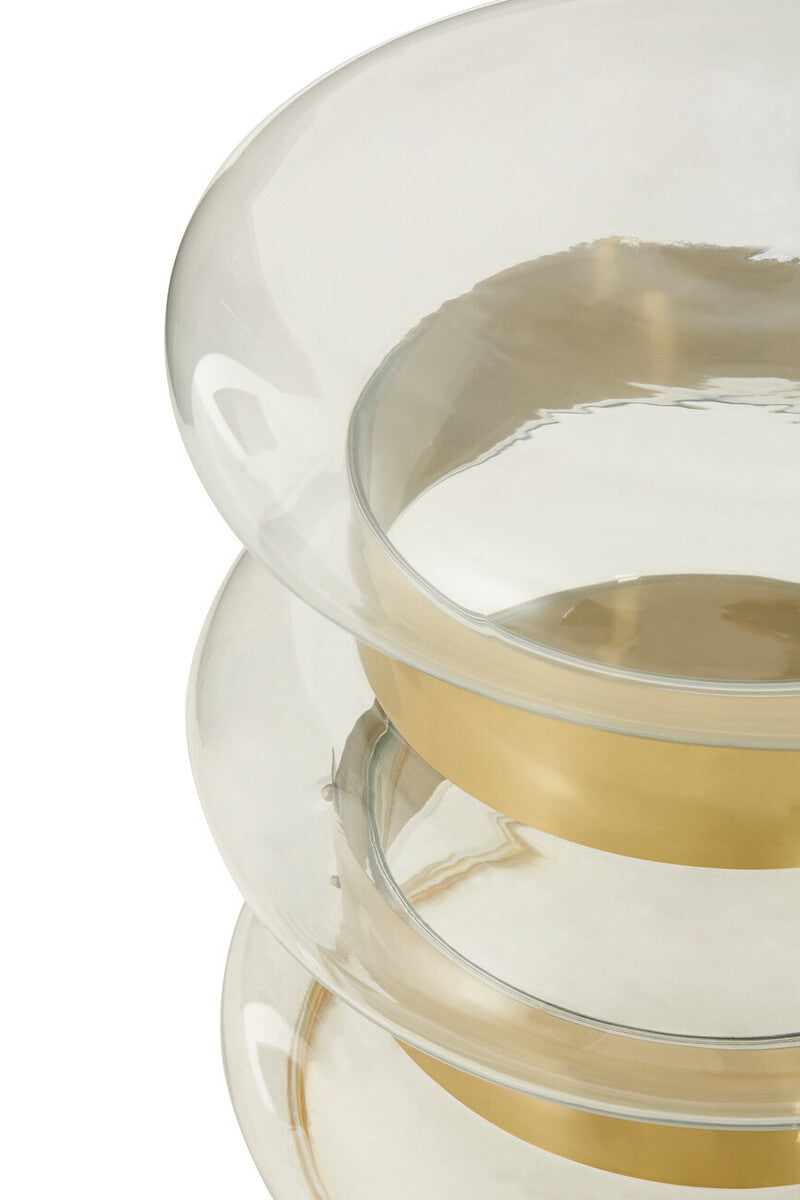 Orsina Margot Round Gold Side Table with Clear Glass and Steel Frame