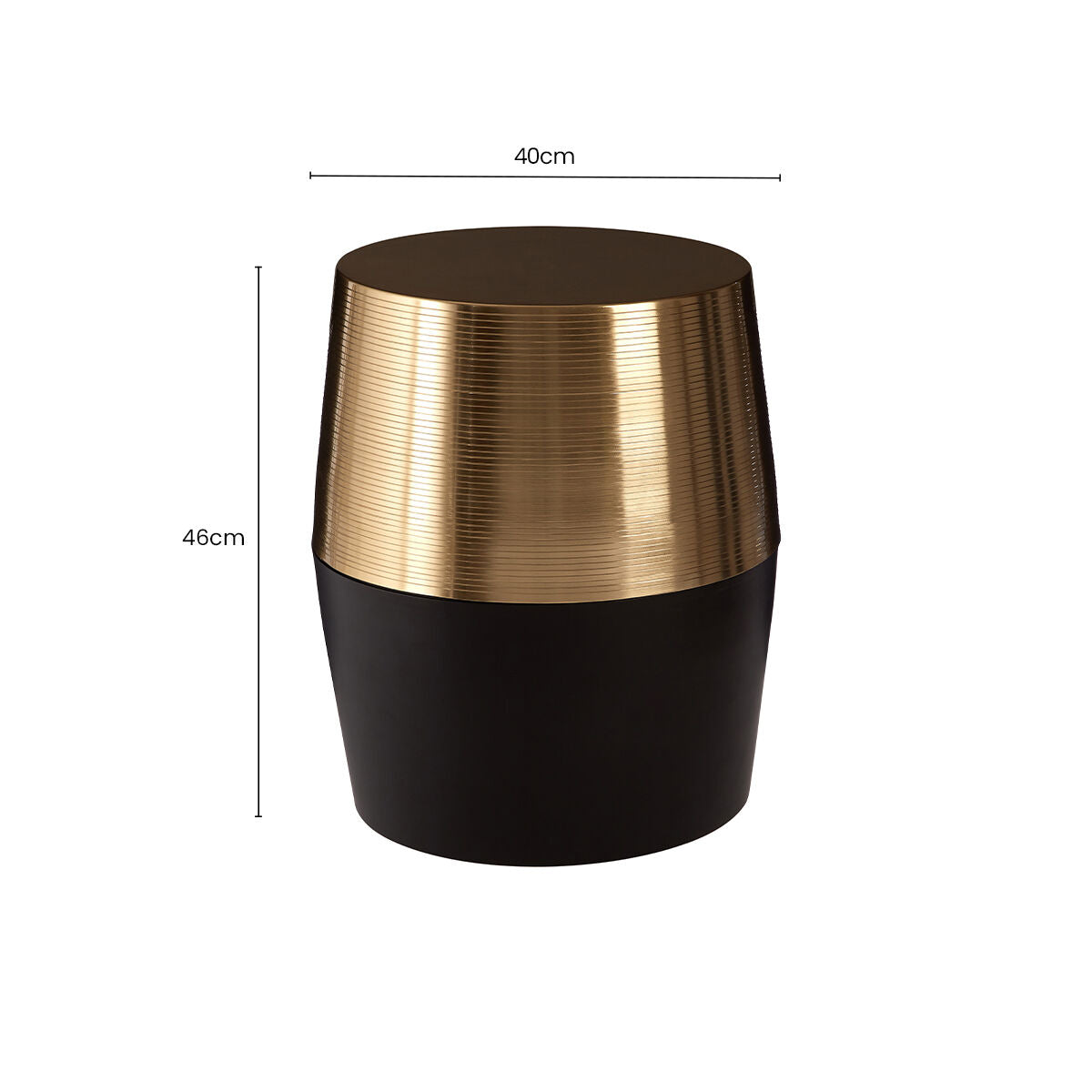 Orsina Margot Drum Side Table – Black and Copper Engraved Metal