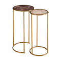 Orsina Amethyst Nesting Side Tables – Set of 2 Gold Metal Frame