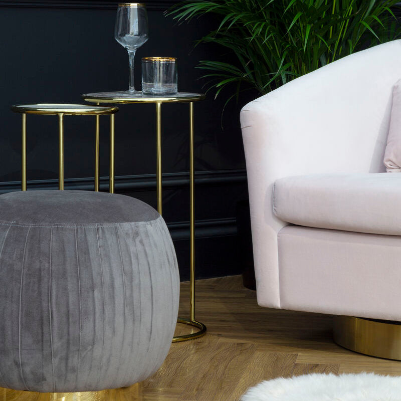 Orsina Amethyst Nesting Side Tables – Set of 2 Gold Metal Frame