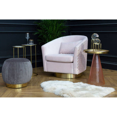 Orsina Amethyst Nesting Side Tables – Set of 2 Gold Metal Frame