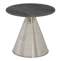 Orsina Martini Round Side Table – Grey Marble Top & Silver Base