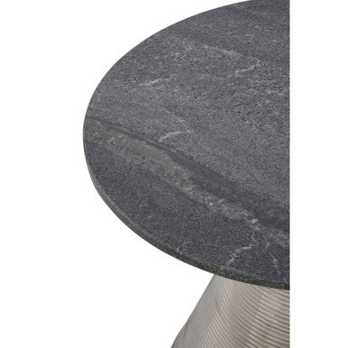 Orsina Martini Round Side Table – Grey Marble Top & Silver Base