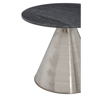 Orsina Martini Round Side Table – Grey Marble Top & Silver Base