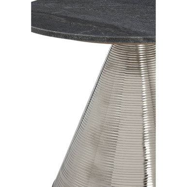 Orsina Martini Round Side Table – Grey Marble Top & Silver Base