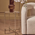 Orsina Miley Round Clear Acrylic Side Table with Gold Steel Cross Base