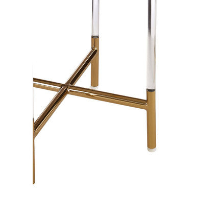 Orsina Miley Round Clear Acrylic Side Table with Gold Steel Cross Base