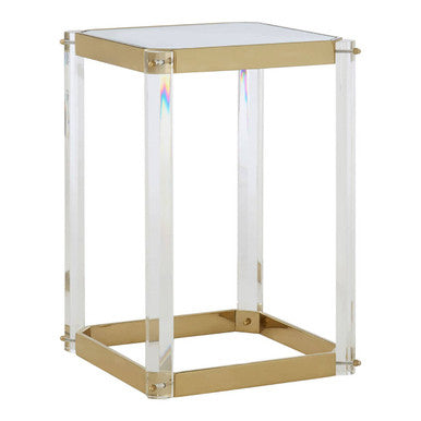 Orsina Miley Mirrored Side Table – Gold Steel Frame and Acrylic Legs