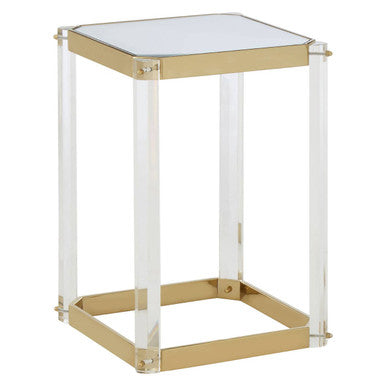 Orsina Miley Mirrored Side Table – Gold Steel Frame and Acrylic Legs