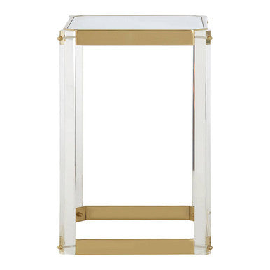 Orsina Miley Mirrored Side Table – Gold Steel Frame and Acrylic Legs