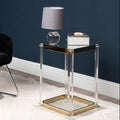 Orsina Miley Mirrored Side Table – Gold Steel Frame and Acrylic Legs