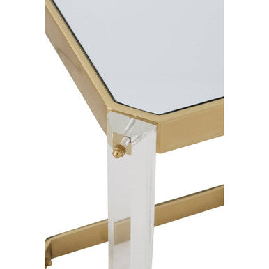 Orsina Miley Mirrored Side Table – Gold Steel Frame and Acrylic Legs
