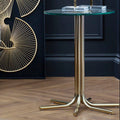 Orsina Miley Round Glass Side Table – Gold Metal Splayed Base