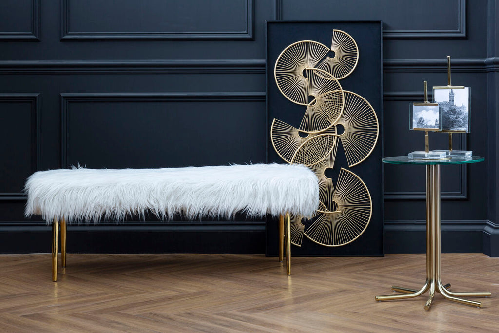 Orsina Miley Round Glass Side Table – Gold Metal Splayed Base