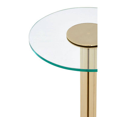 Orsina Miley Round Glass Side Table – Gold Metal Splayed Base