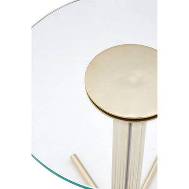 Orsina Miley Round Glass Side Table – Gold Metal Splayed Base