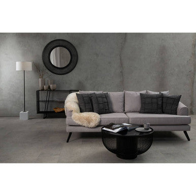 Orsina Trento Round Coffee Table – Black Glass & Matte Wireframe