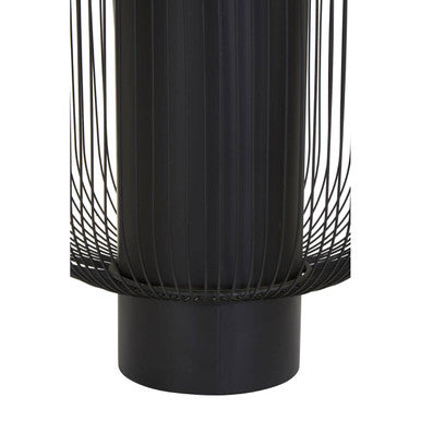 Orsina Trento Round End Table – Black Glass Top & Wireframe Base
