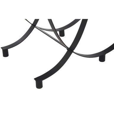 Orsina Trento Console Table – Black Glass Top with Curved Iron Base