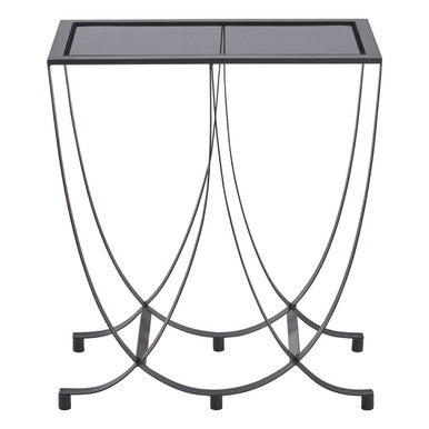 Orsina Trento Console Table – Grey Glass Top & Black Iron Base