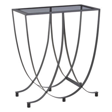 Orsina Trento Console Table – Grey Glass Top & Black Iron Base