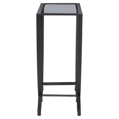Orsina Trento Console Table – Grey Glass Top & Black Iron Base