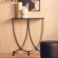 Orsina Trento Console Table – Grey Glass Top & Black Iron Base
